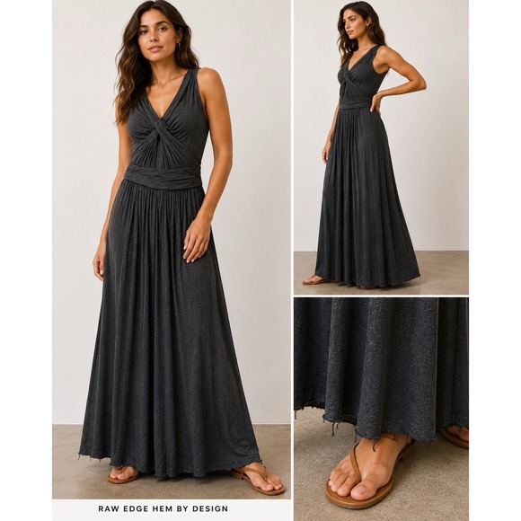 Bailey 44 Dresses & Skirts - Anthropologie Bailey 44 NWT Charcoal Twist Front Maxi Dress Raw Hem Sleeveless M